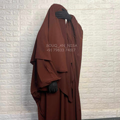 Brown Kaftan Abaya Khimar Set