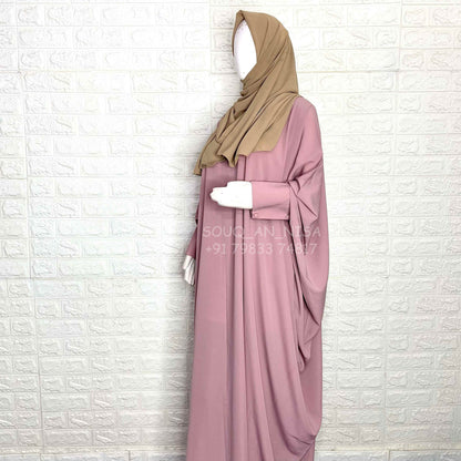 Pastel Pink Kaftan Abaya With Cuff Buttons