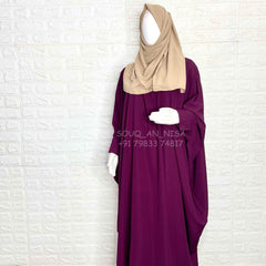 Plum Kaftan Abaya With Cuff Buttons