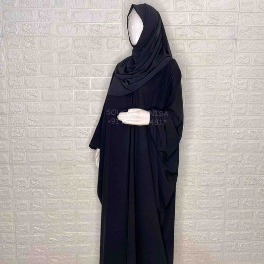 Black Kaftan Abaya With Elastic Sleeves