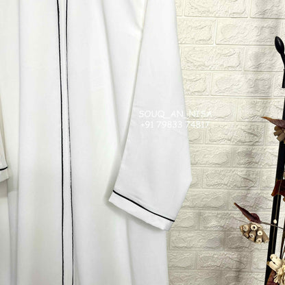 White Piping Abaya