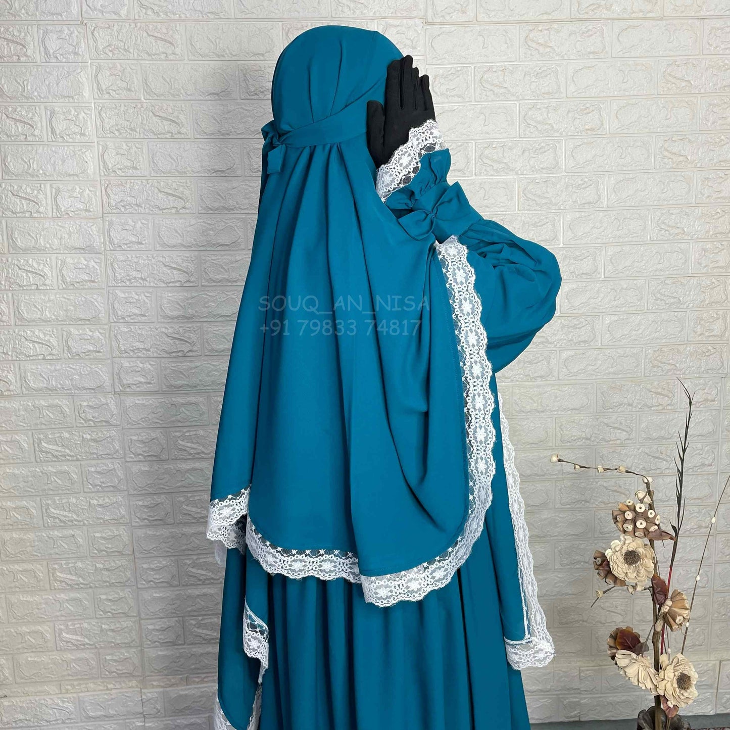 Teal Princess Abaya Or Khimar Set