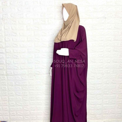 Plum Kaftan Abaya With Cuff Buttons