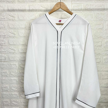 White Piping Abaya