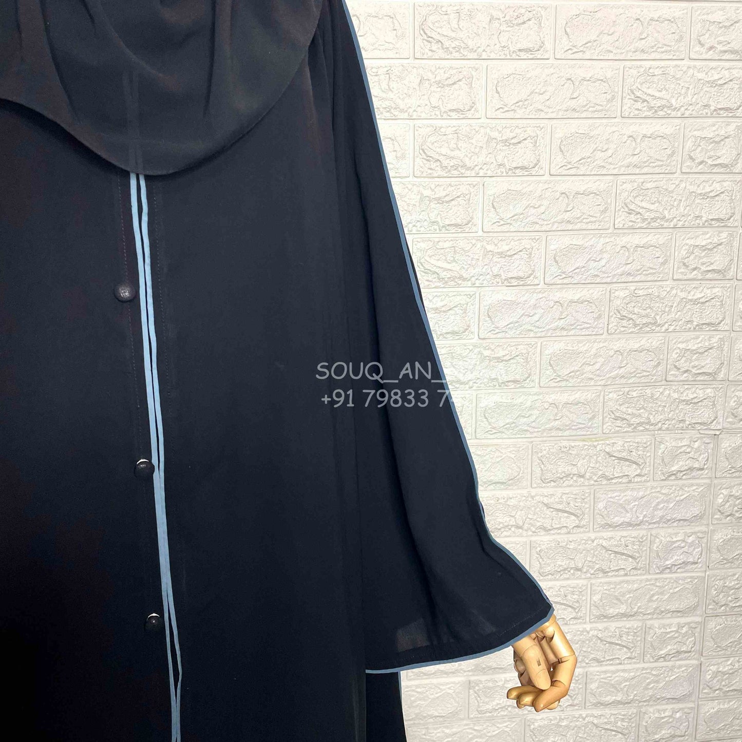 Black Front Open A Line Abaya