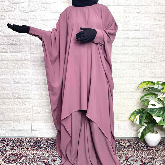 Dusty Mauve Two Pc Butterfly Abaya