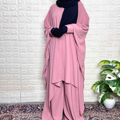 Pastel Pink Two Pc Butterfly Abaya