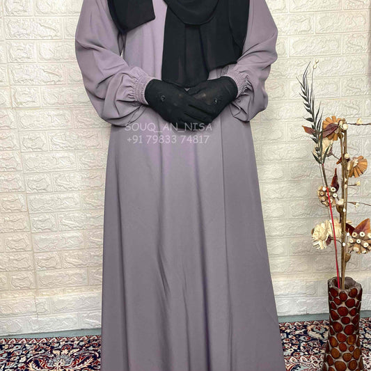 Basic Abaya With Elastic Sleeves