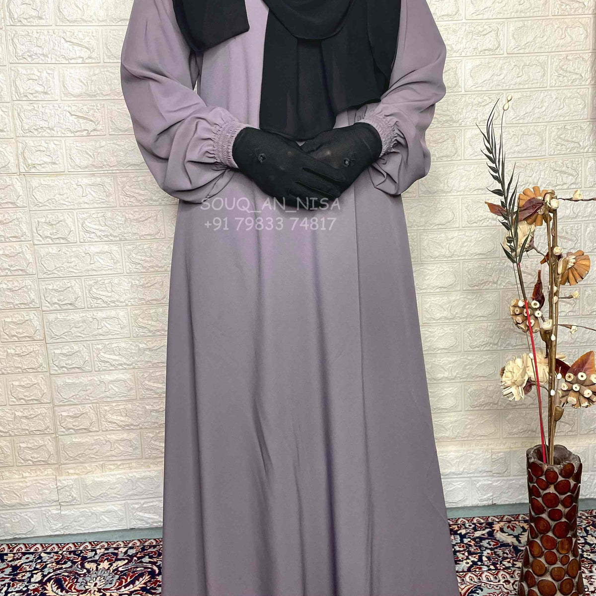 Basic Abaya With Elastic Sleeves