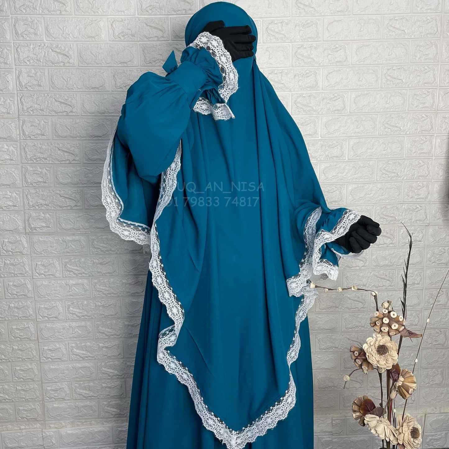 Teal Princess Abaya Or Khimar Set