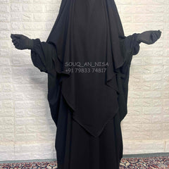 Black Kaftan Abaya Khimar Set