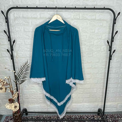 Teal Diamond Khimar With Lace