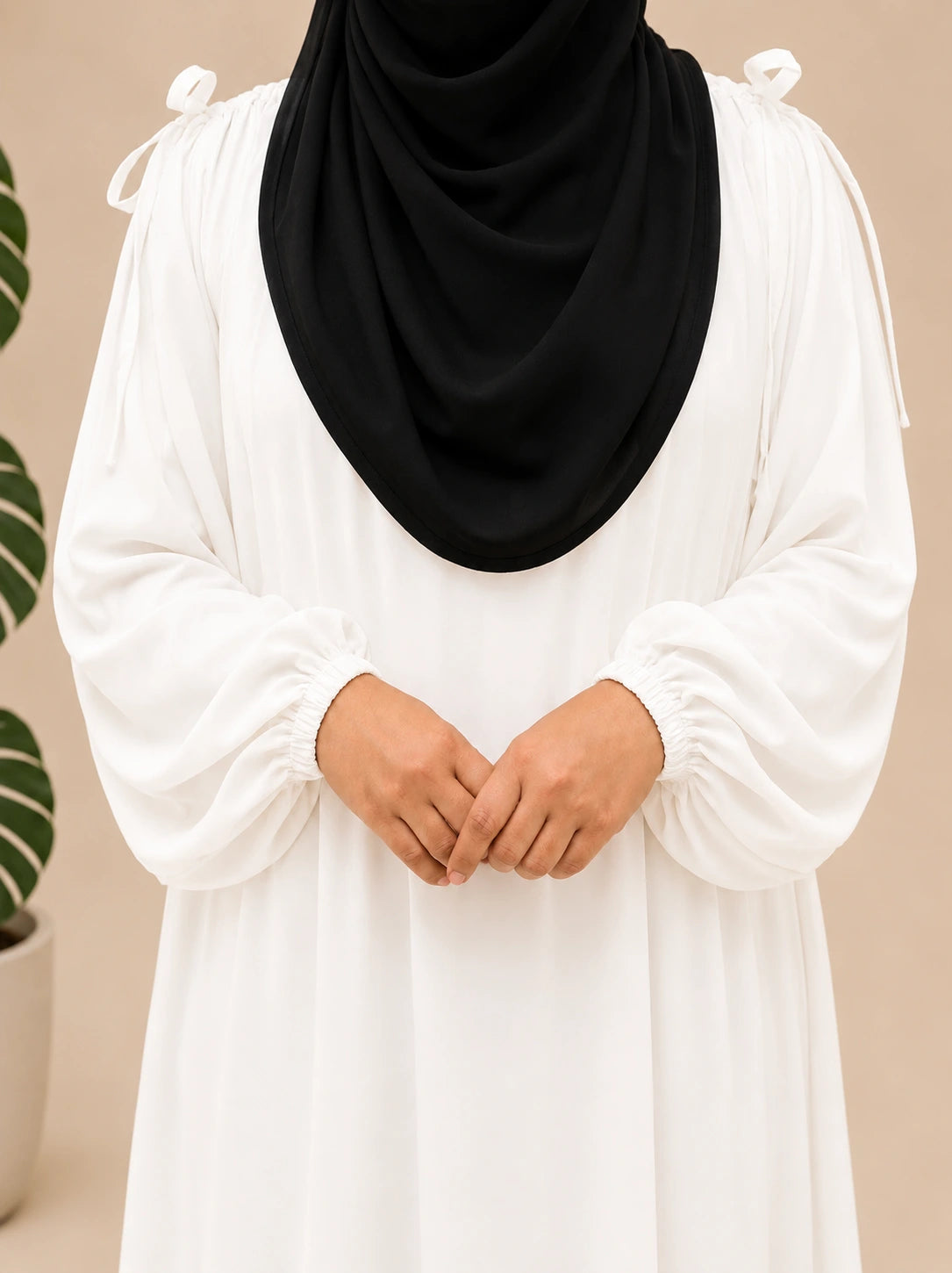 White IQRA String Abaya