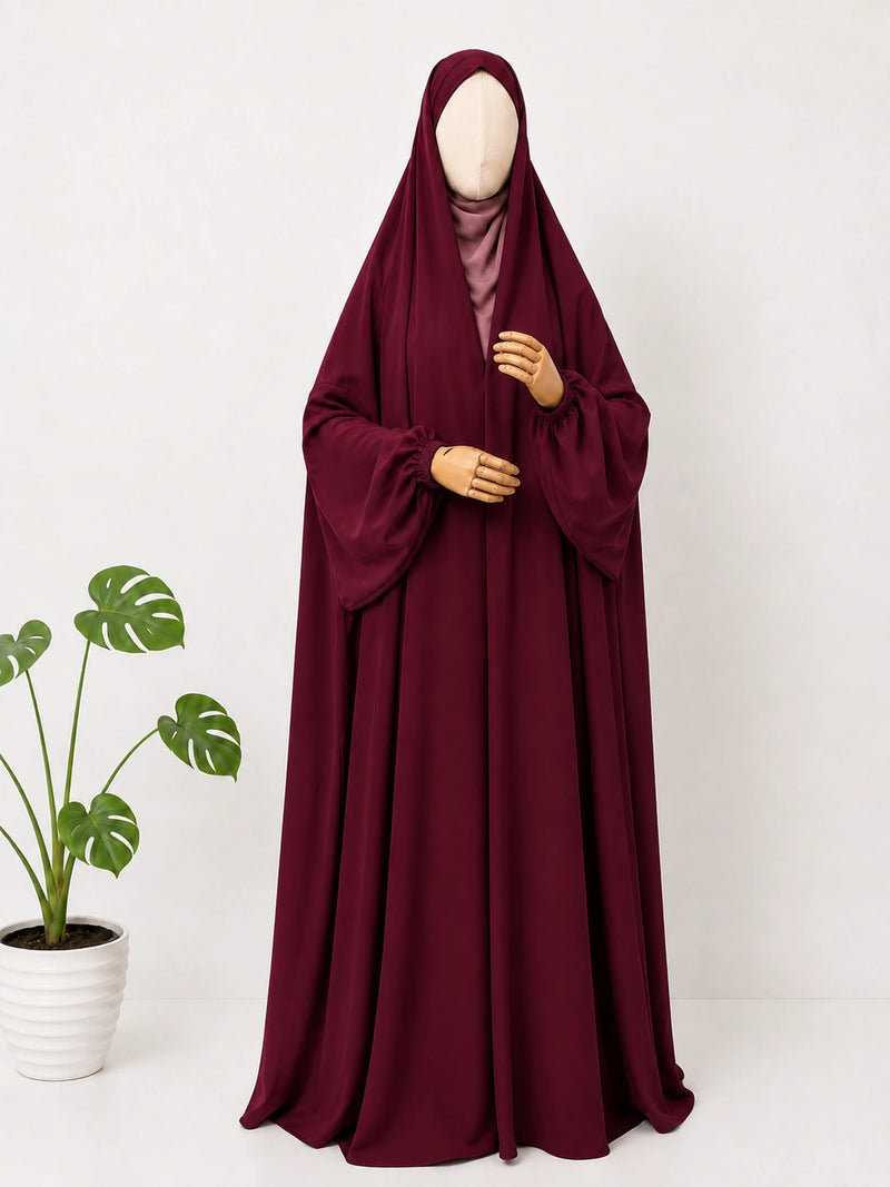 Maroon Irani Chadar With Sleeves