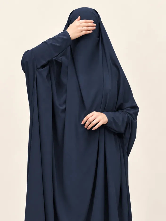 Crystal Blue Jilbab With Plain Sleeves