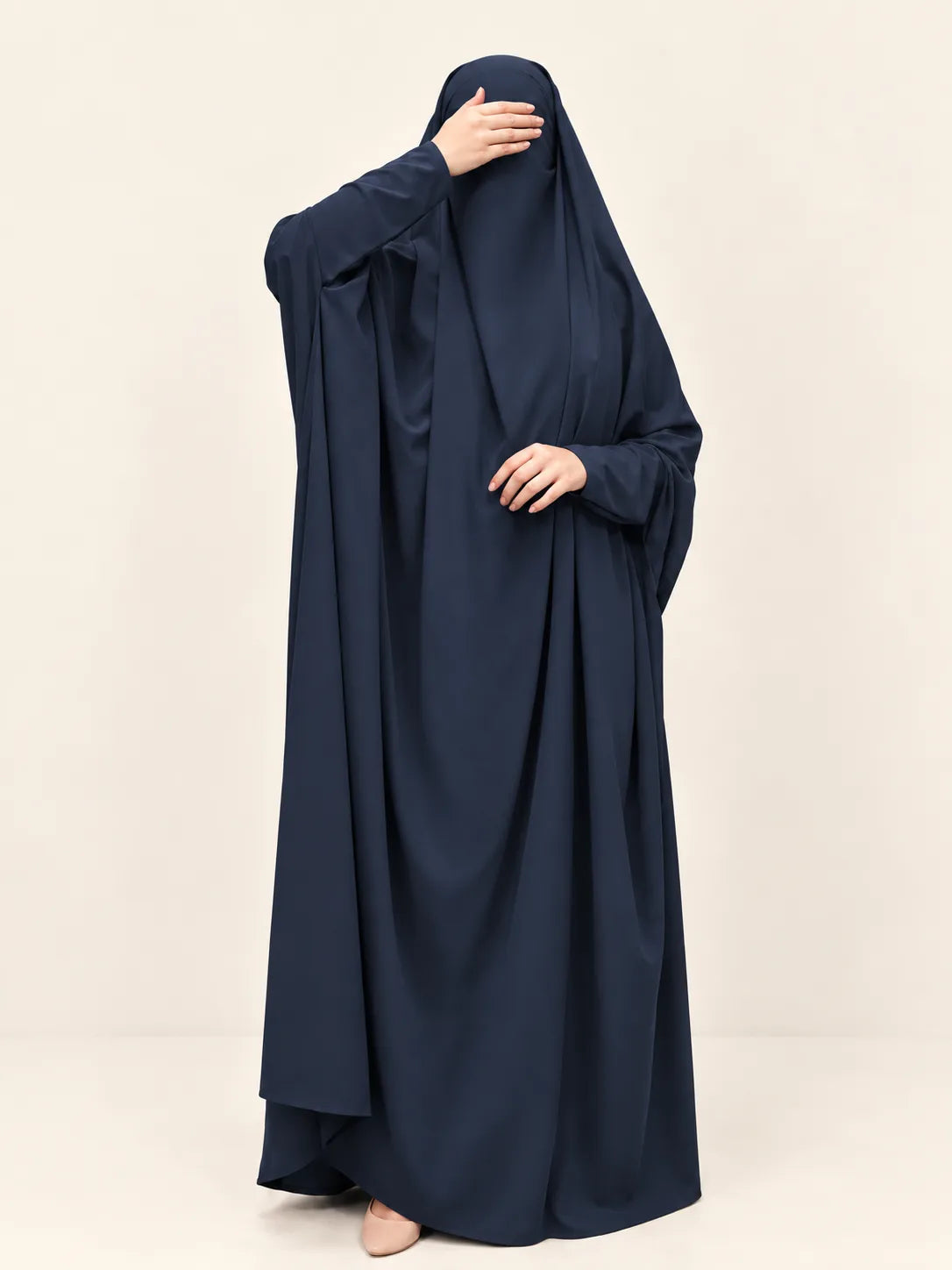 Crystal Blue Jilbab With Plain Sleeves