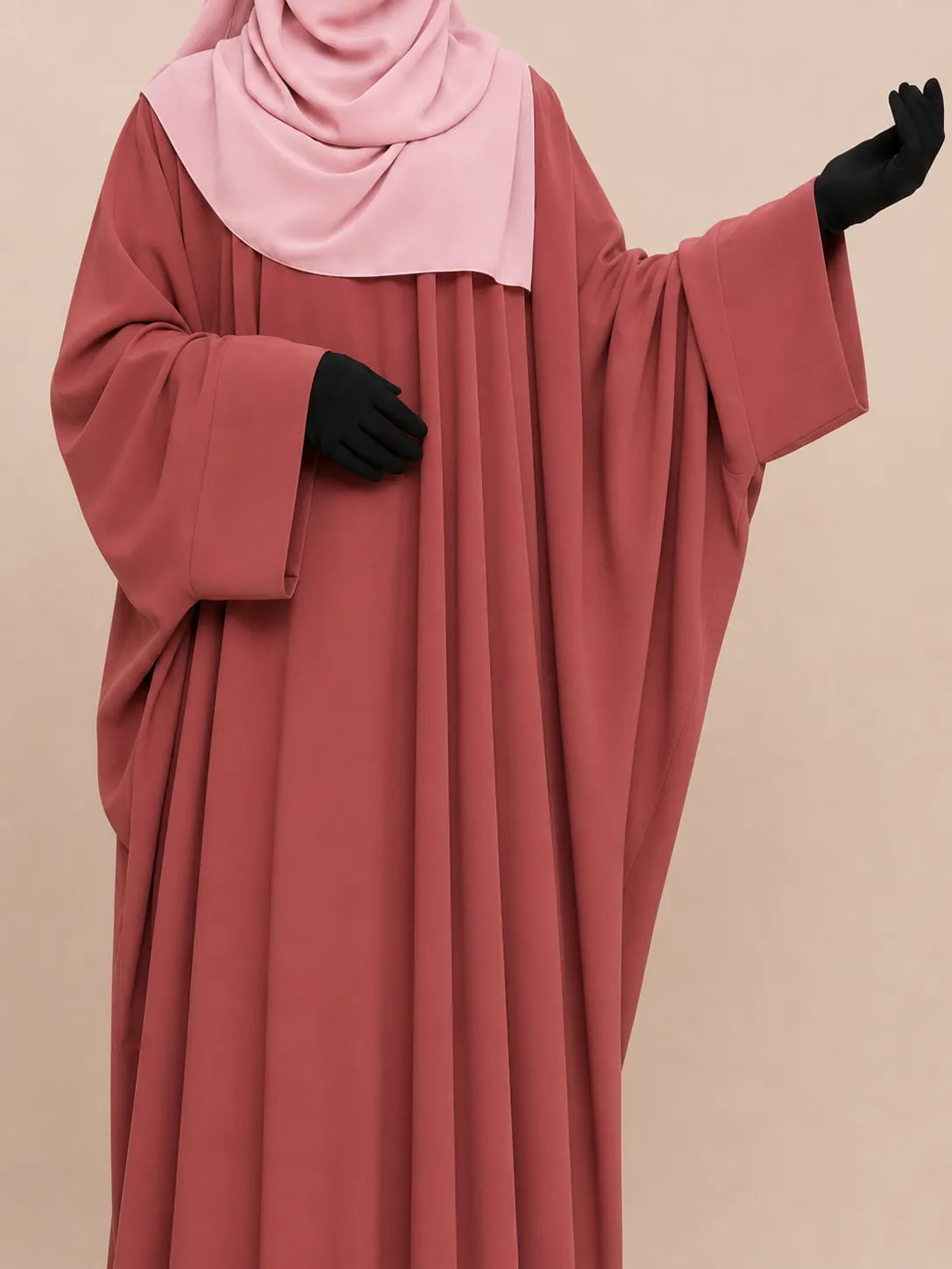 Pecan Kaftan Abaya With Broad Sleeves