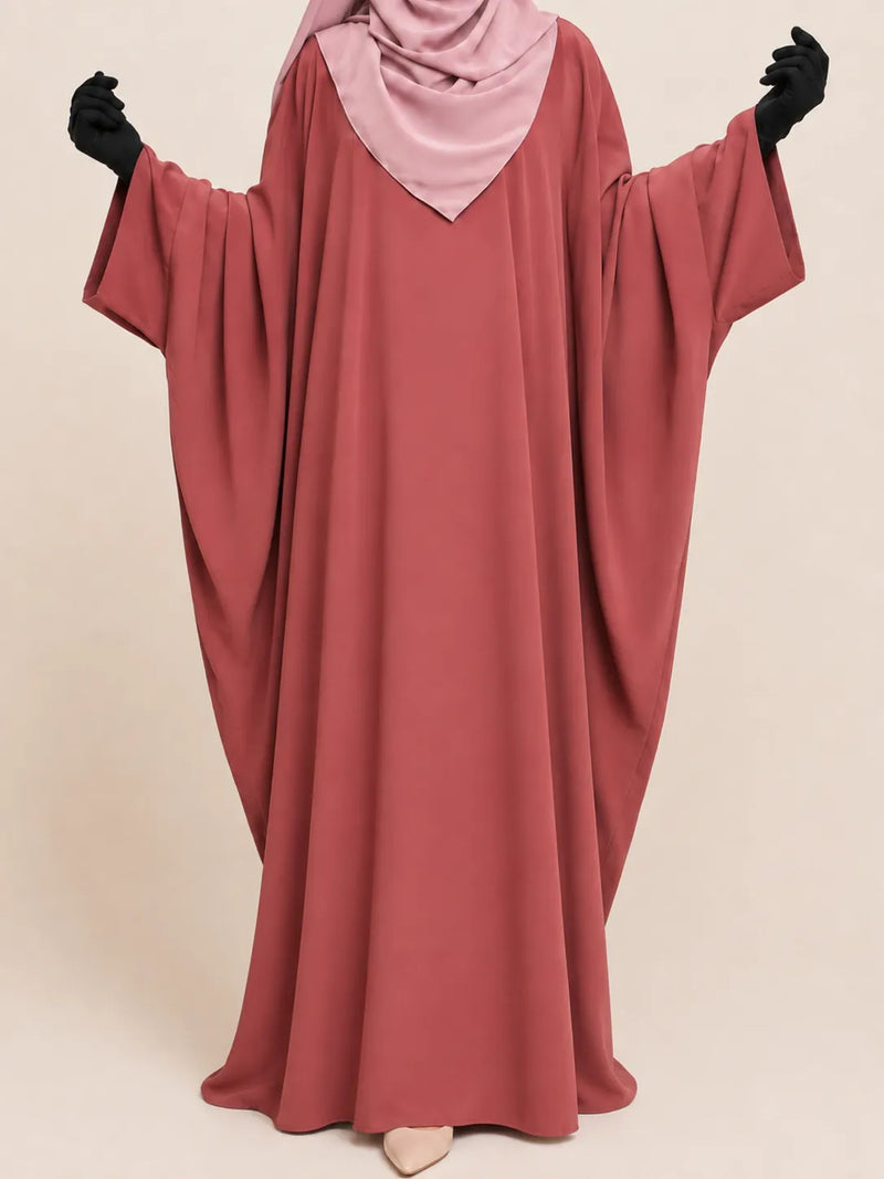 Pecan Kaftan Abaya With Broad Sleeves