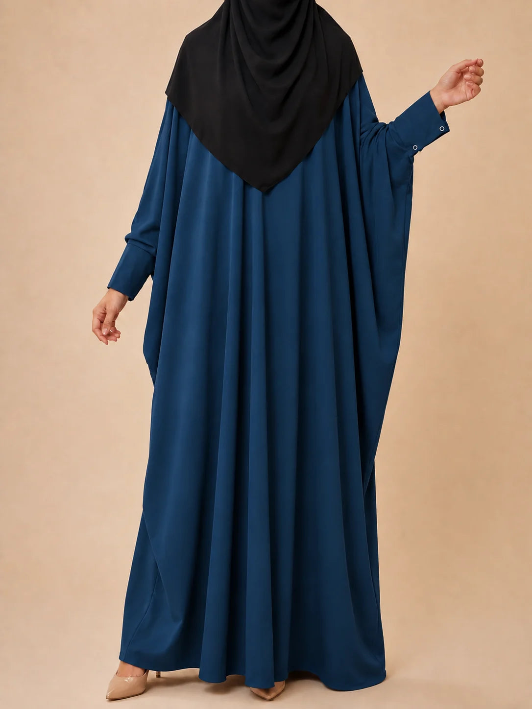 Crystal Blue Kaftan Abaya With Cuff Sleeves