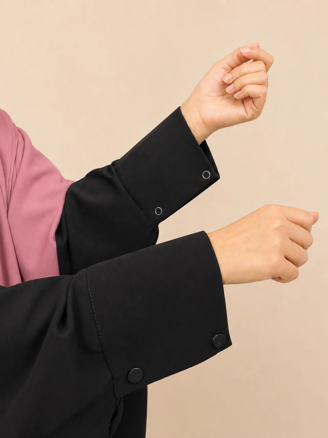 Black Kaftan Abaya With Cuff Sleeves