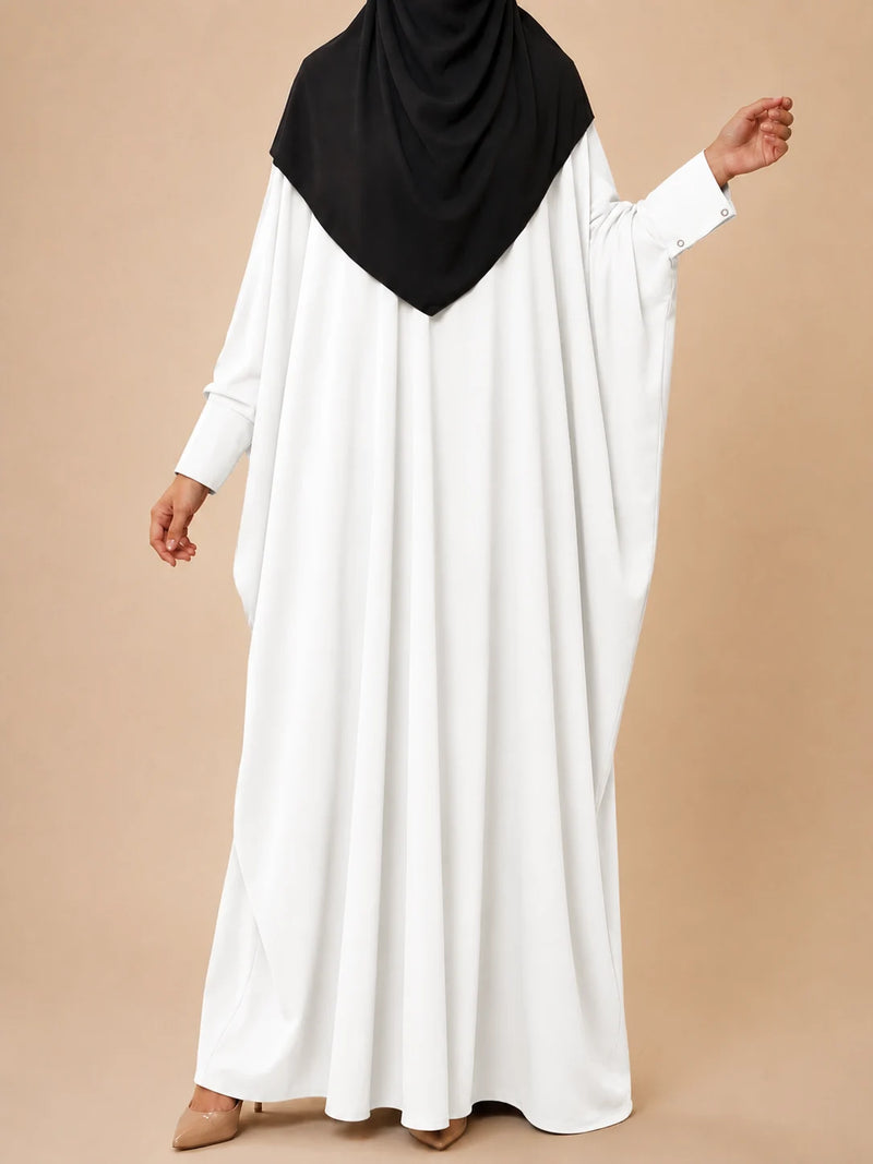 White Kaftan Abaya With Cuff Buttons