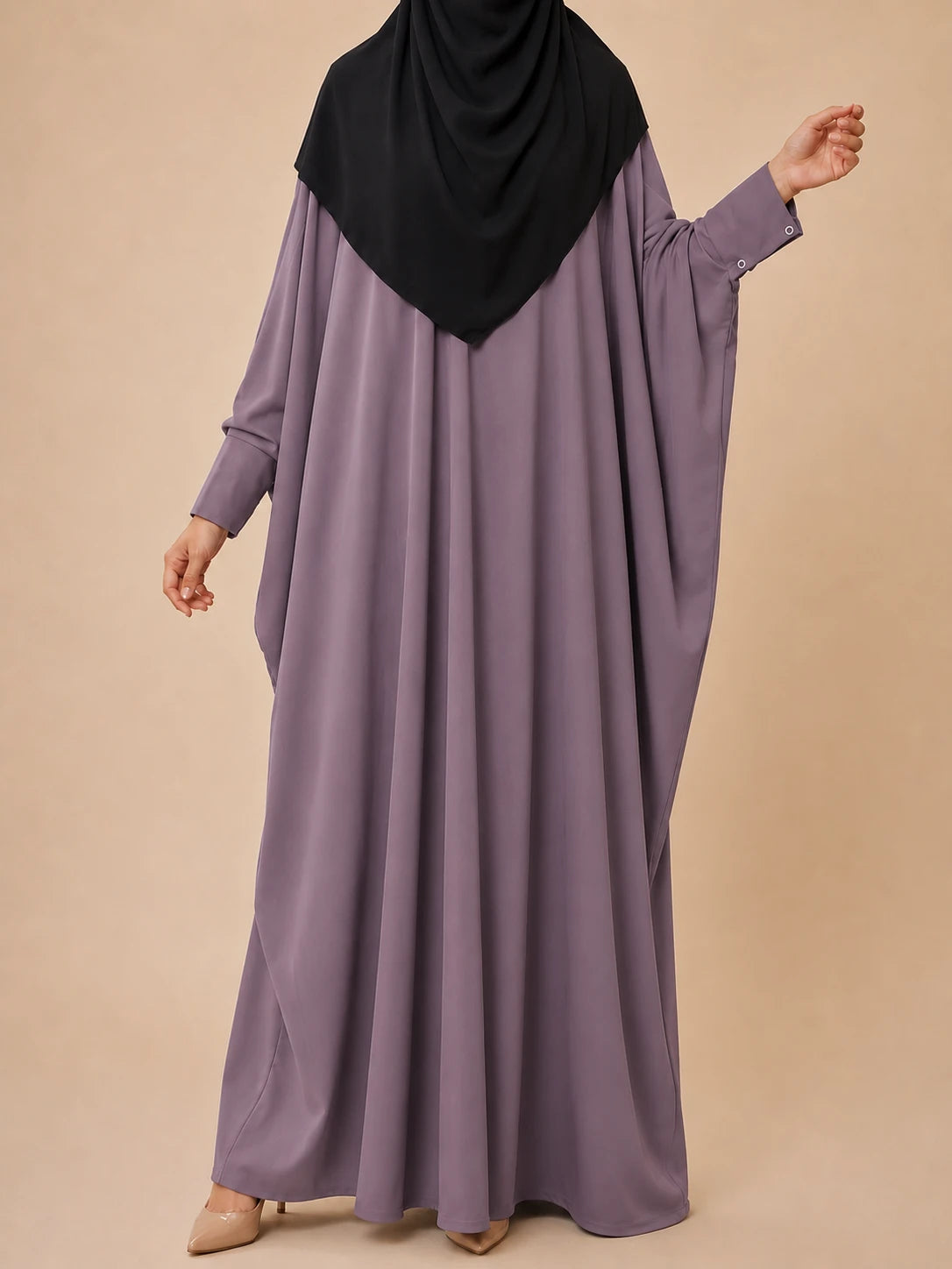Lavender Kaftan Abaya With Cuff Sleeves