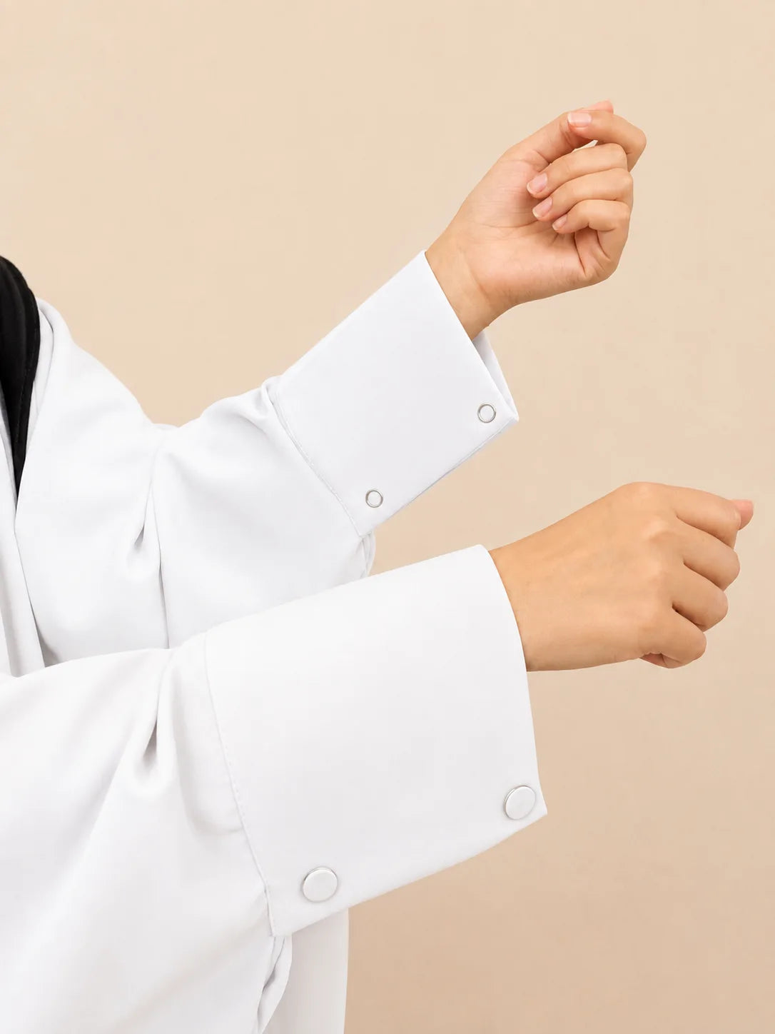 White Kaftan Abaya With Cuff Buttons