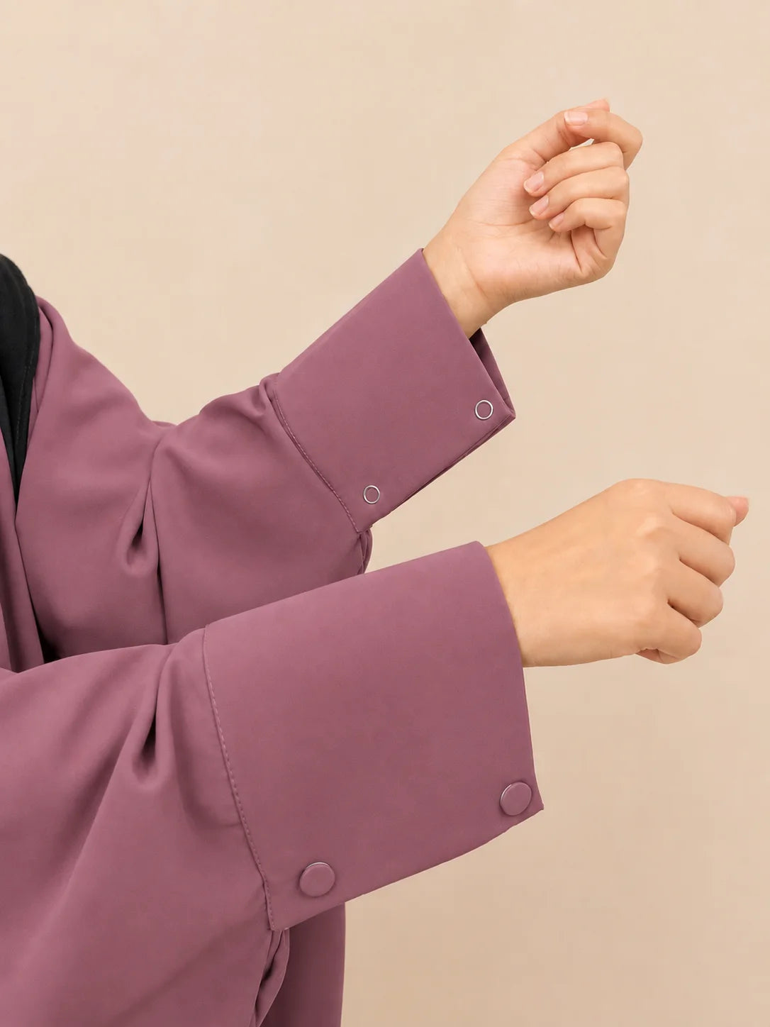 Dusty Mauve Kaftan Abaya With Cuff Buttons