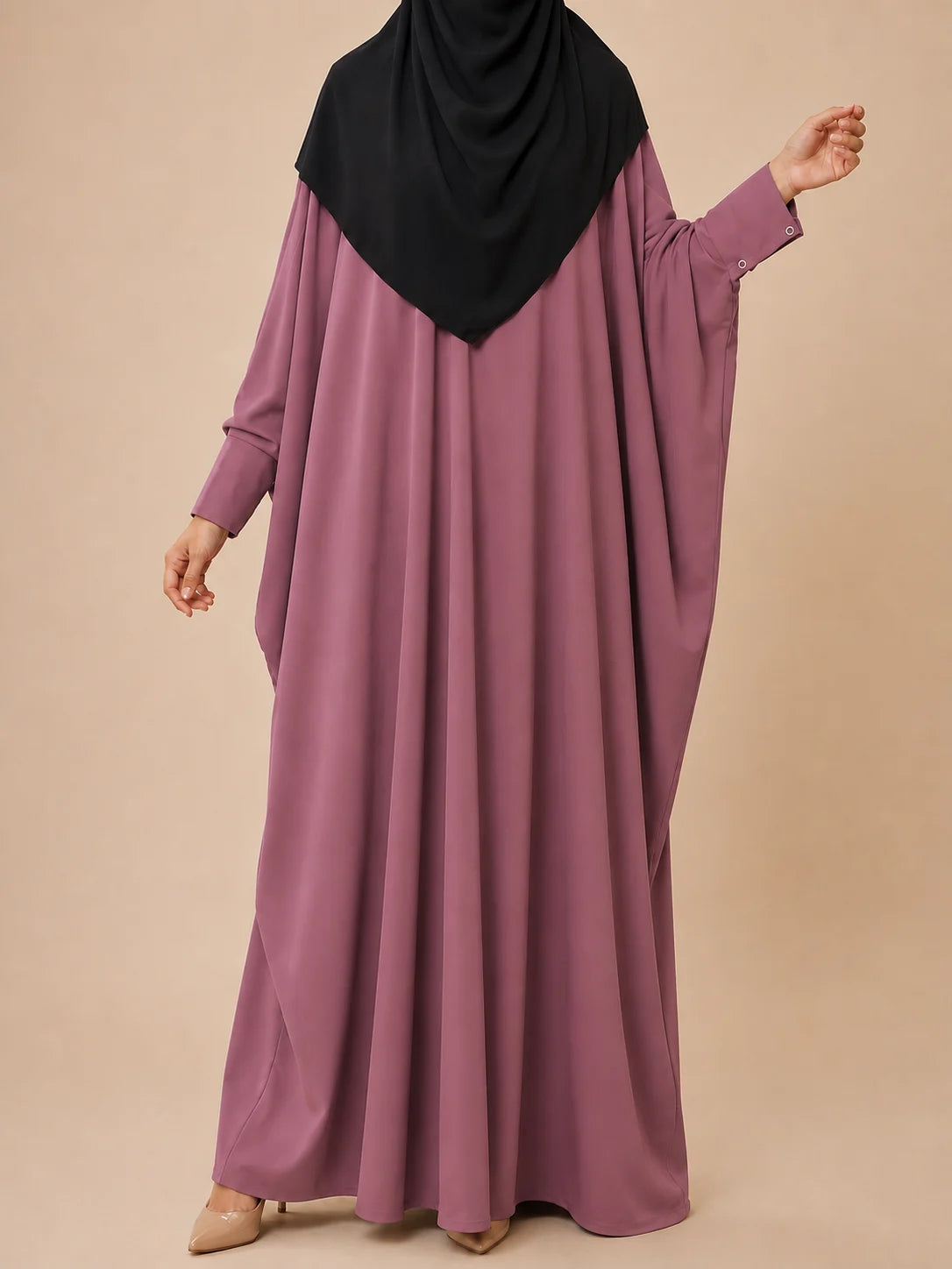 Dusty Mauve Kaftan Abaya With Cuff Buttons