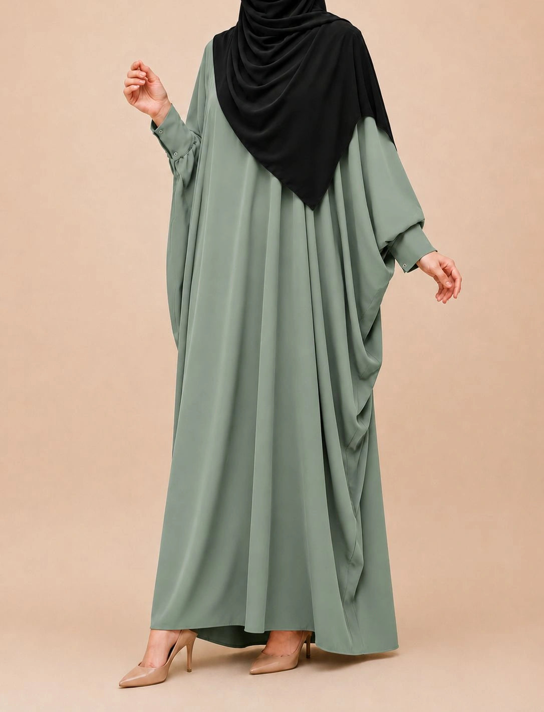 Emerald Kaftan Abaya With Cuff Buttons