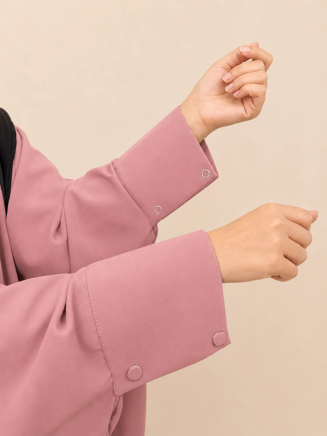 Pastel Pink Kaftan Abaya With Cuff Buttons