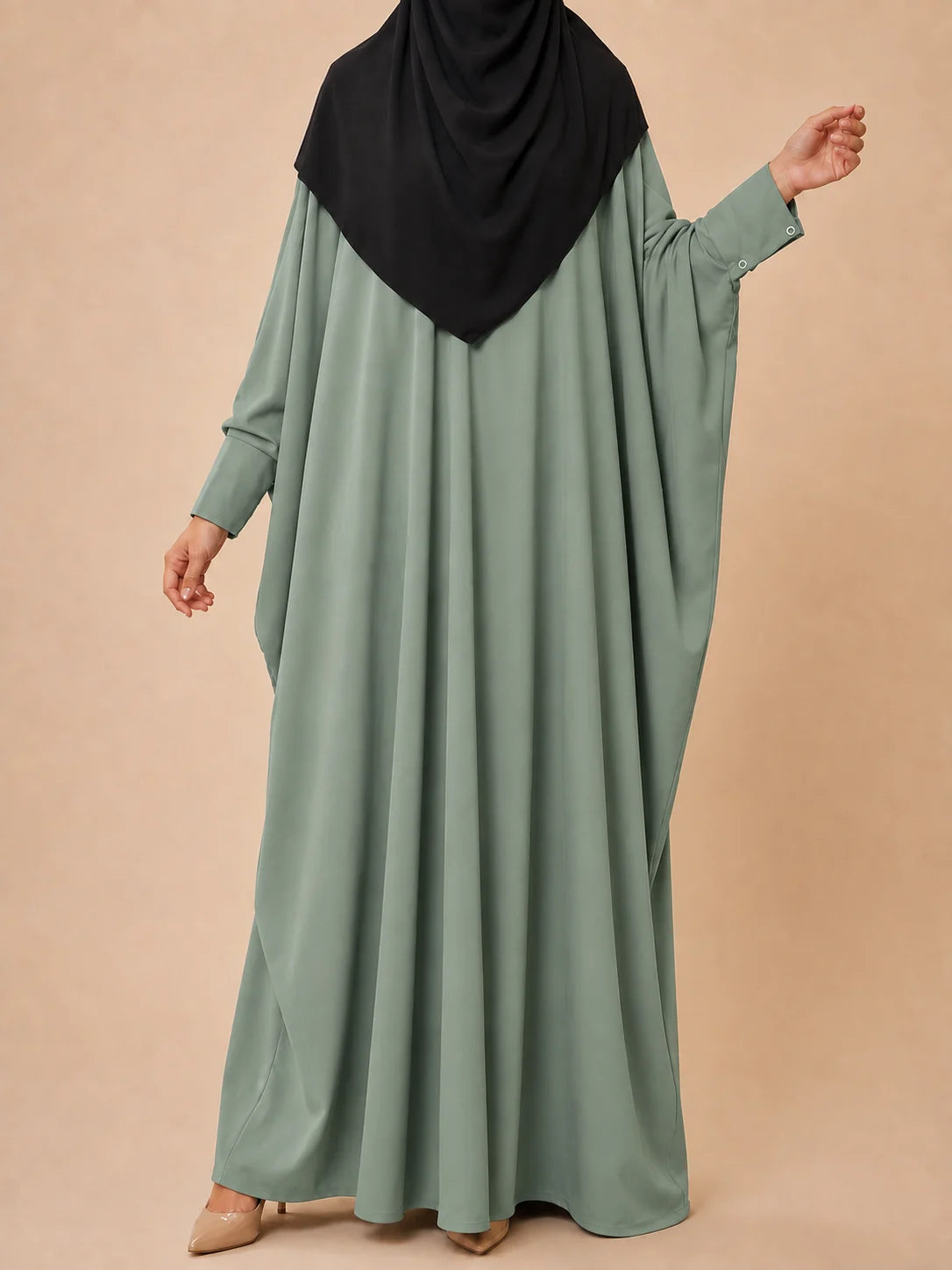 Emerald Kaftan Abaya With Cuff Buttons