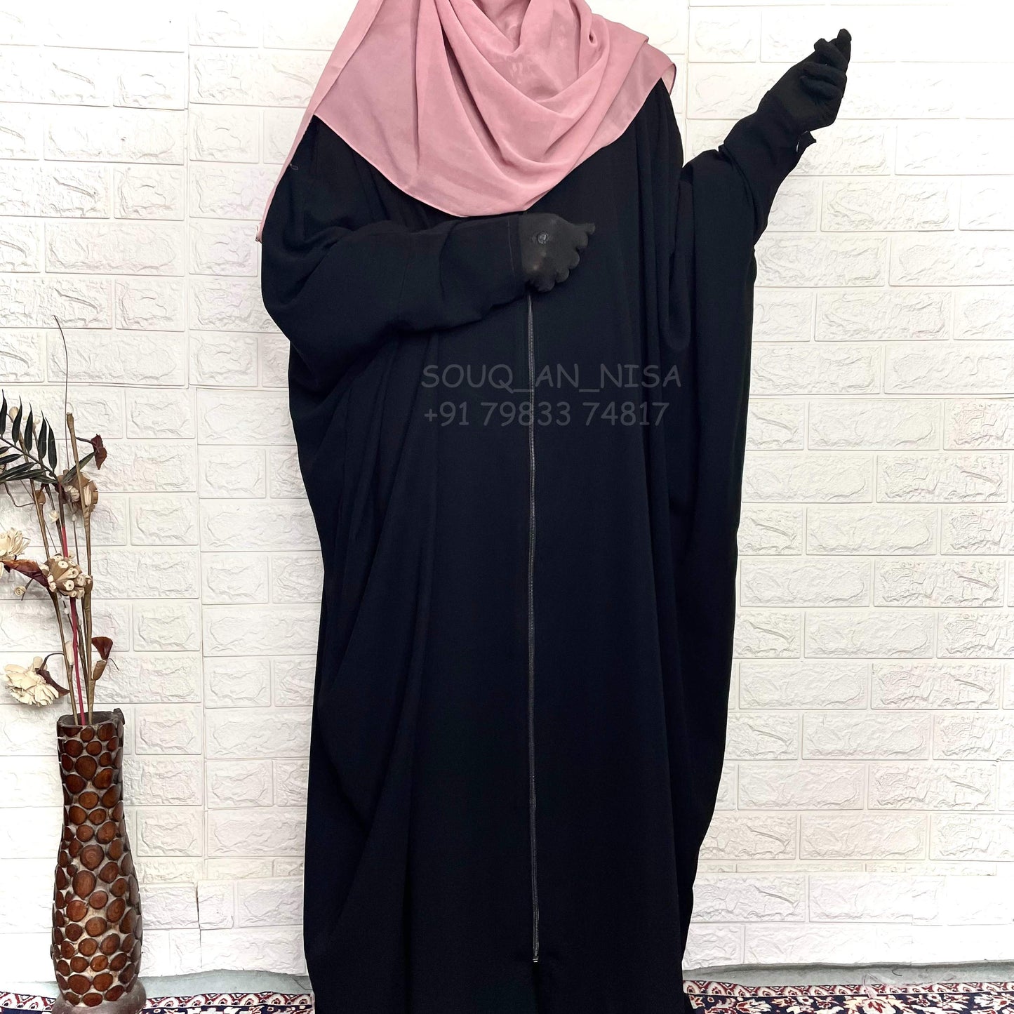 Front Open Kaftan Abaya With Zip