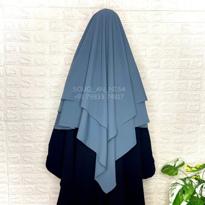 Grey Two Layers Diamond Khimar