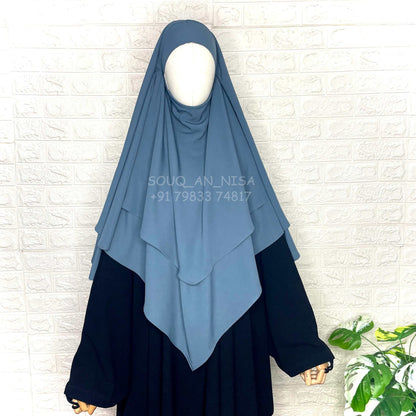 Grey Two Layers Diamond Khimar