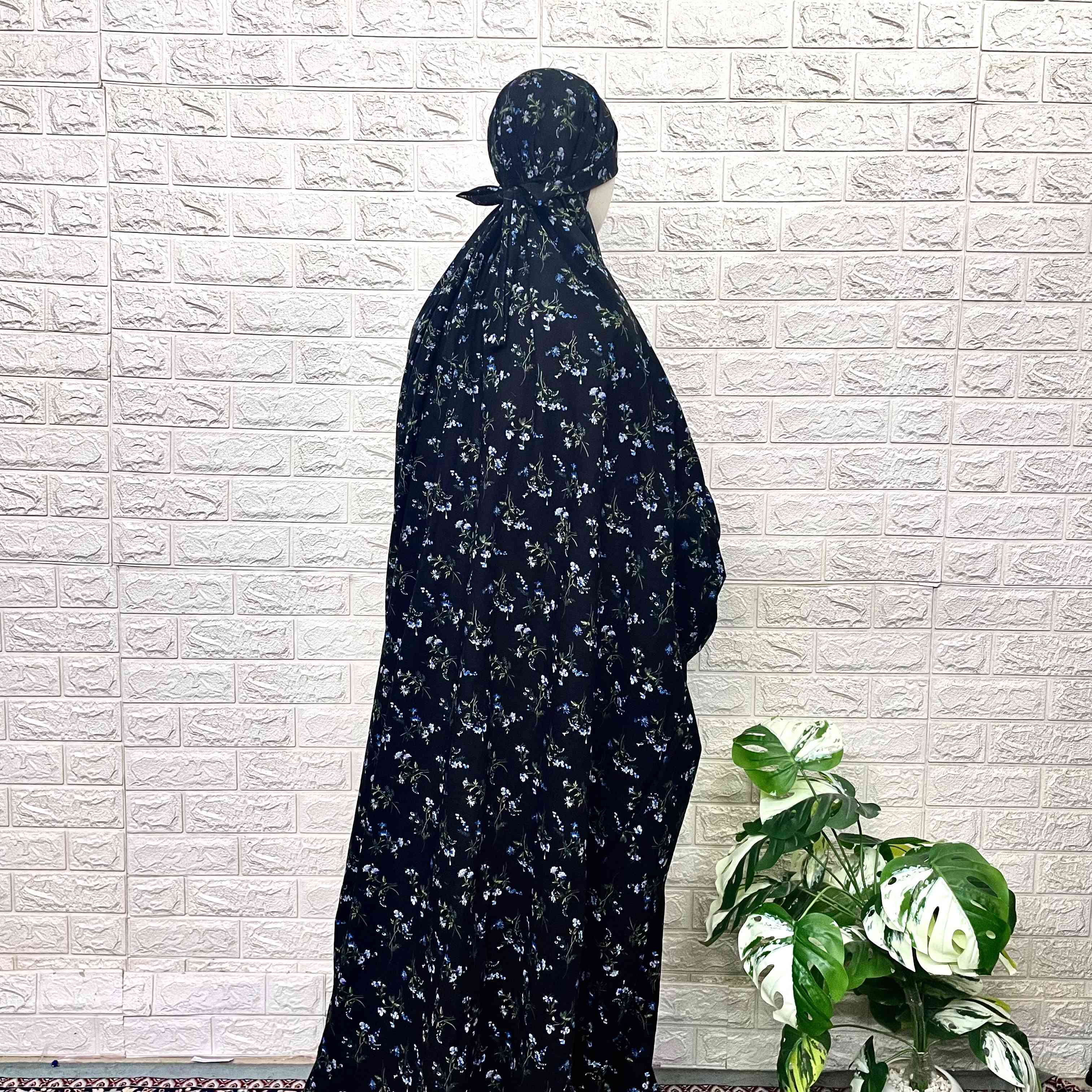 Black Pure Cotton Prayer Jilbab