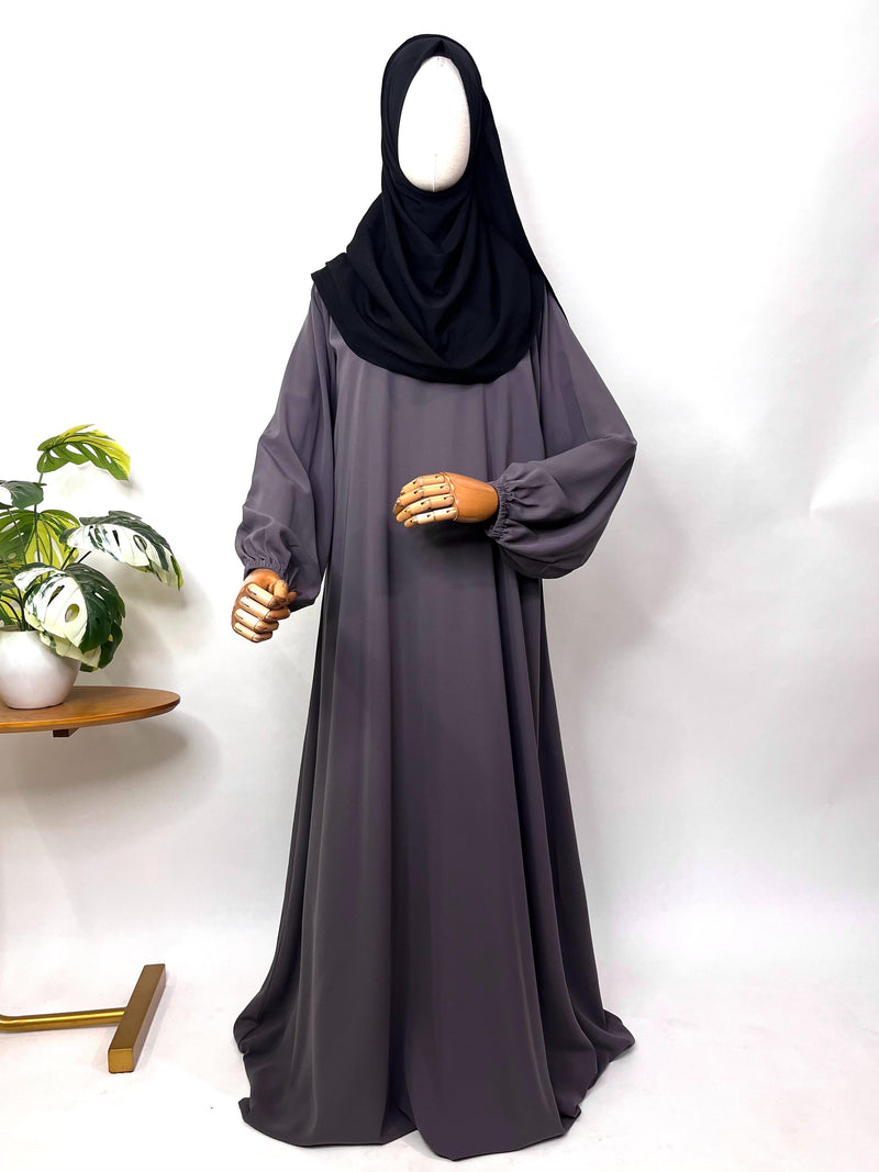 Lavender Aline Abaya With Elastic Sleeves