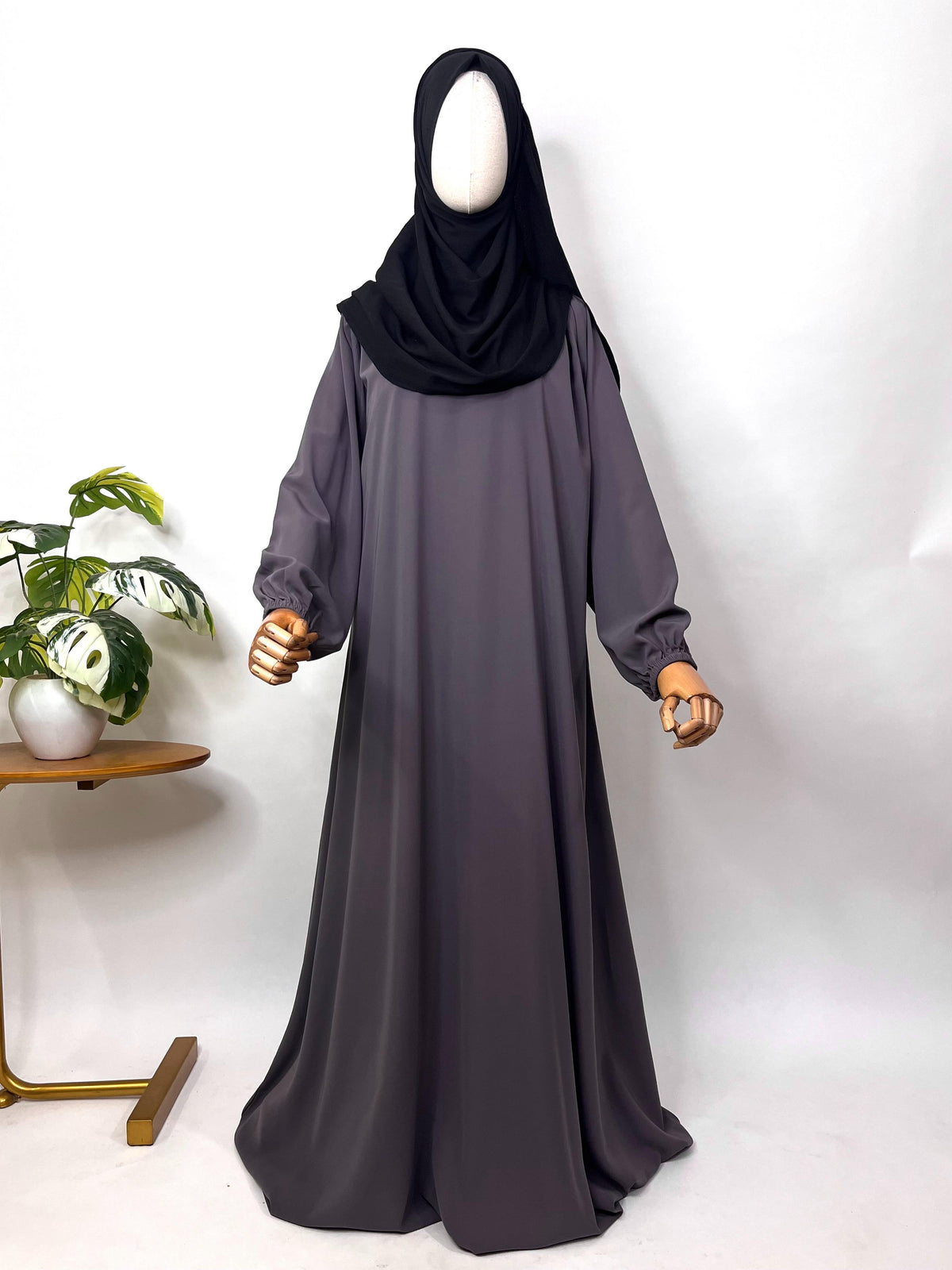 Lavender Basic Abaya With Elastic Sleeves