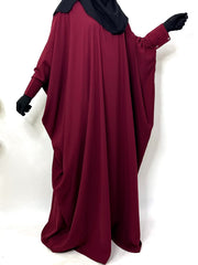 Maroon Kaftan Abaya With Cuff Buttons