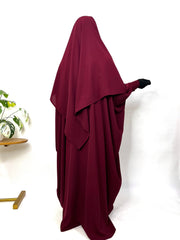 Maroon Kaftan Abaya Or Khimar Set