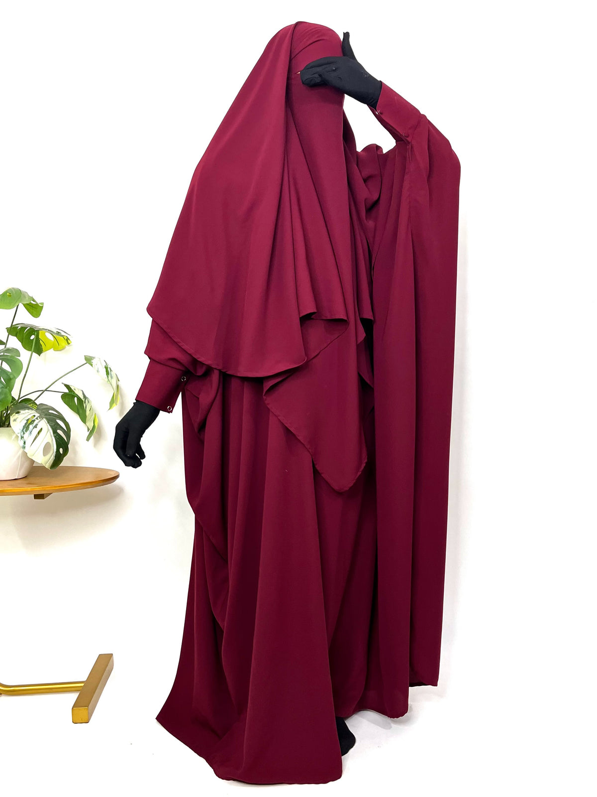Maroon Kaftan Abaya Or Khimar Set