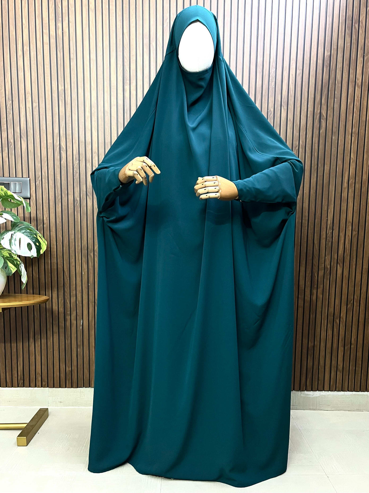 Teal Jilbab With Plain Sleeves