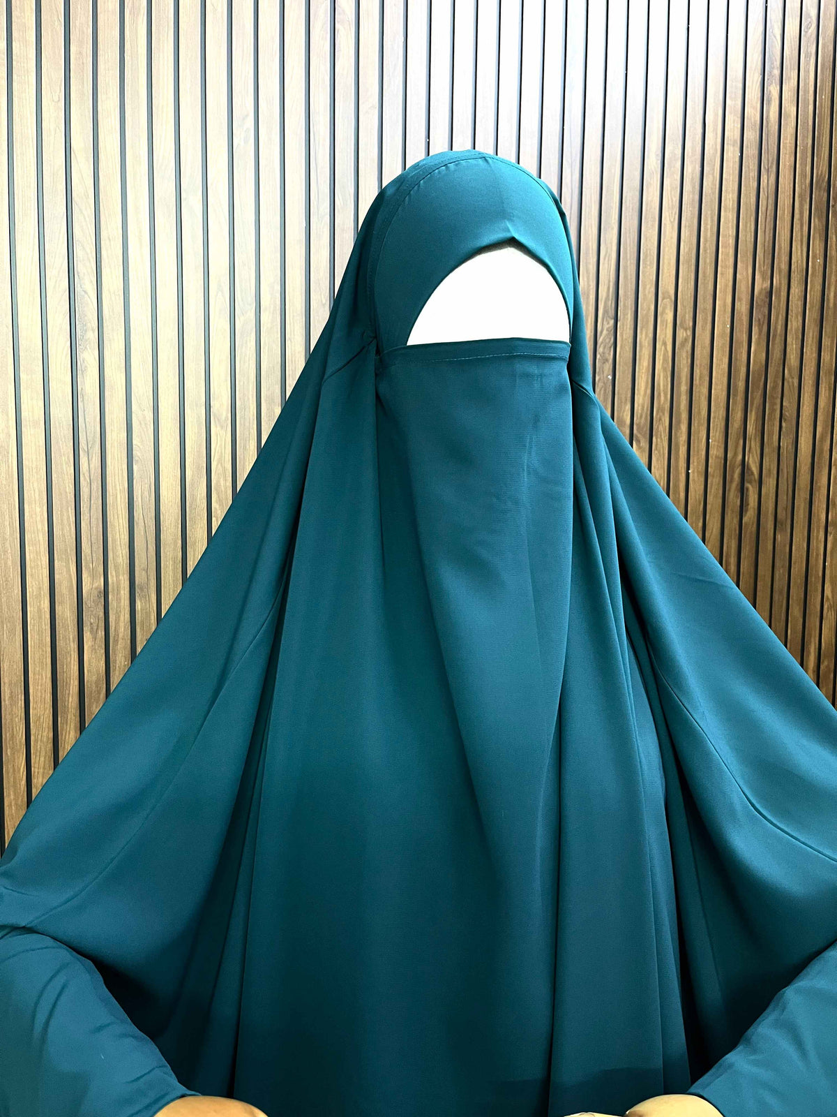 Teal Jilbab With Plain Sleeves