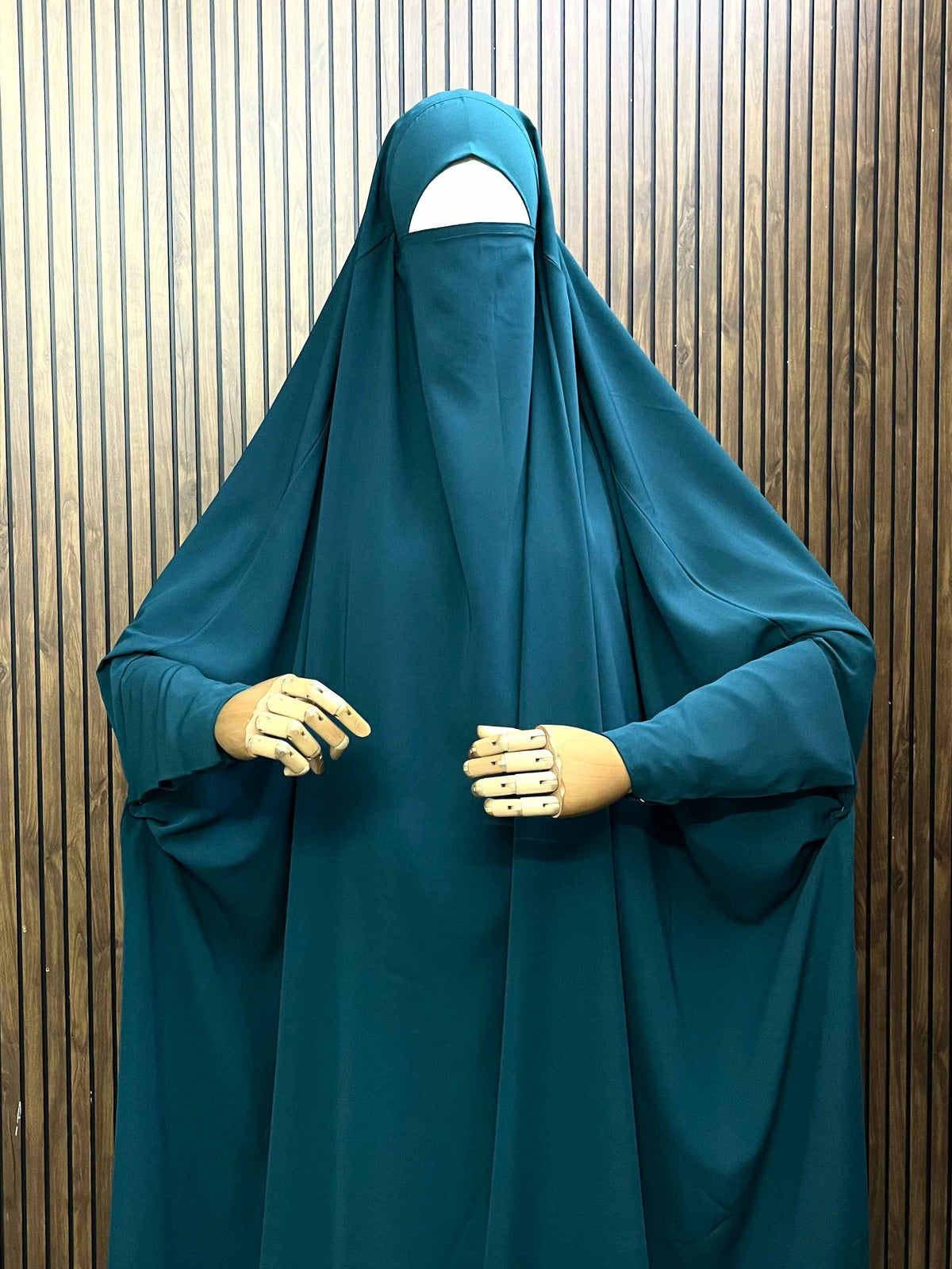 Teal Jilbab With Plain Sleeves