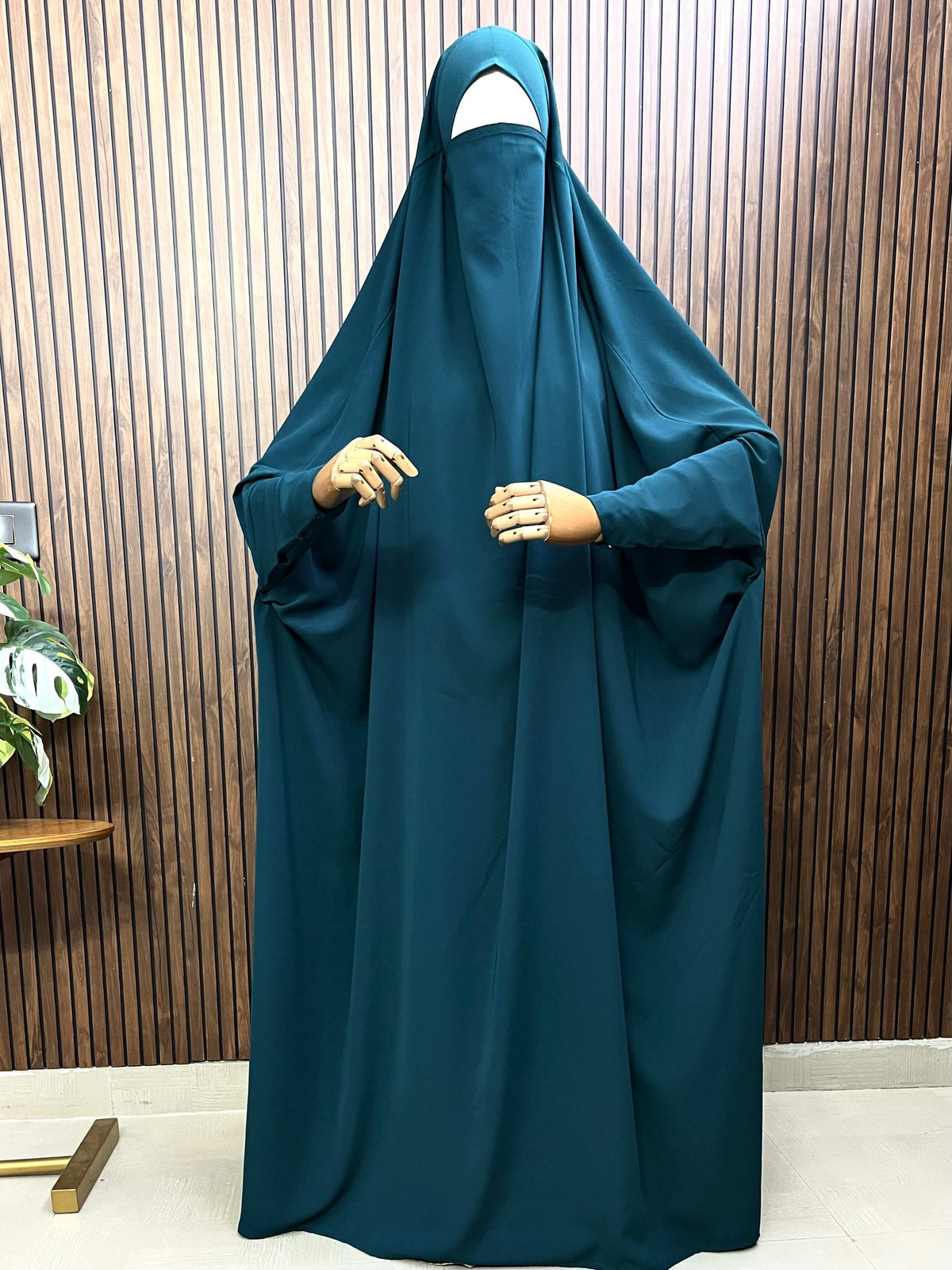 Teal Jilbab With Plain Sleeves