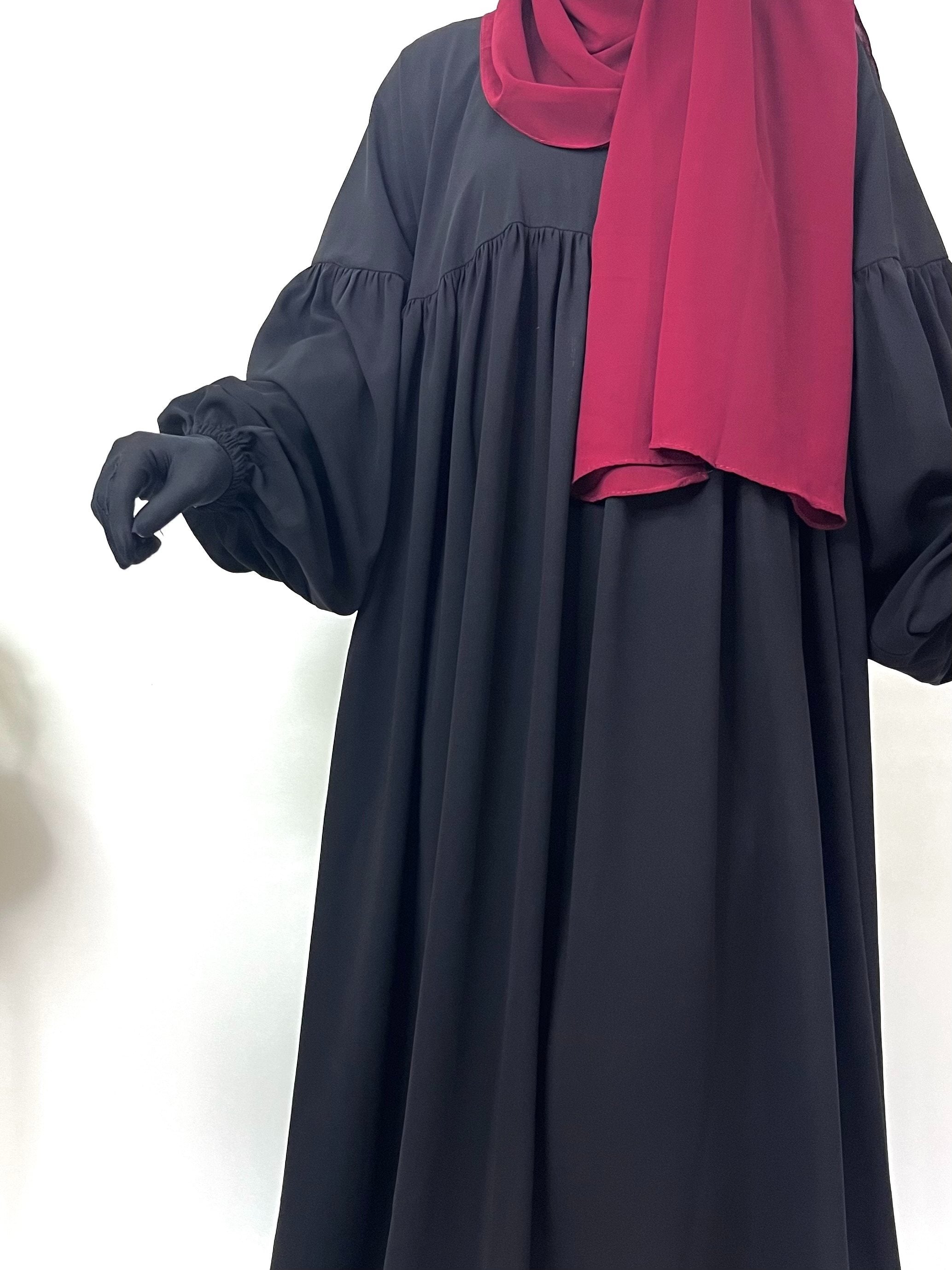 Frills Abaya With Pleated Sleeves