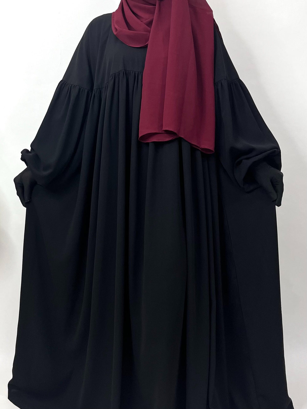 Frills Abaya With Pleated Sleeves