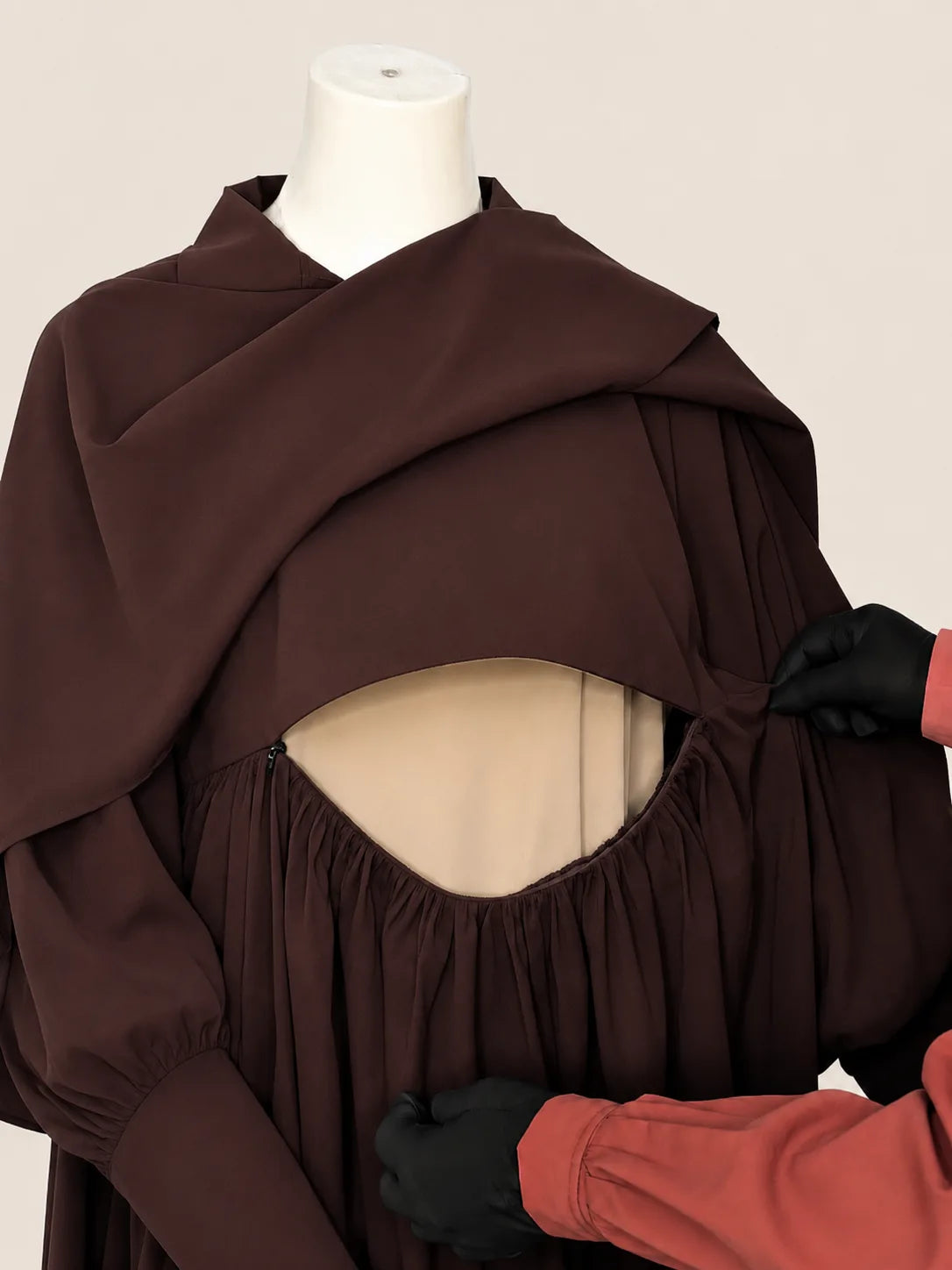 Brown Nursing Abaya With Cape