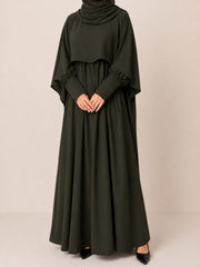 Olive Nursing Abaya With Cape
