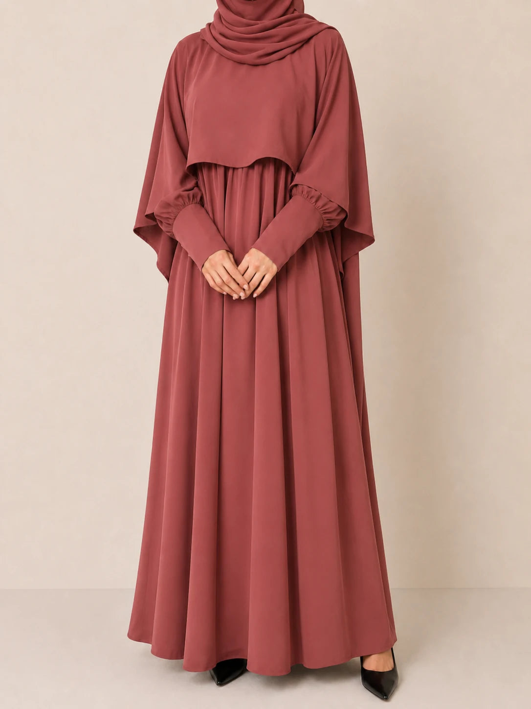 Pecan Nursing Abaya With Cape